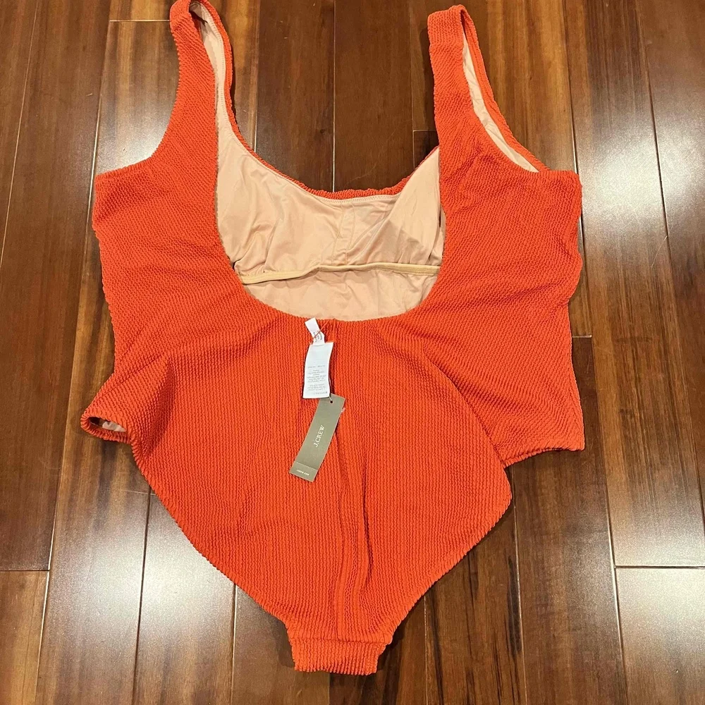 New‎ NWT J.Crew Rust Orange Textured One Piece Swimsuit Swim Plus Size 22